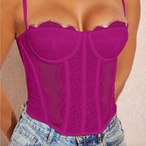 Vibrant Purple Lace Bustier Top